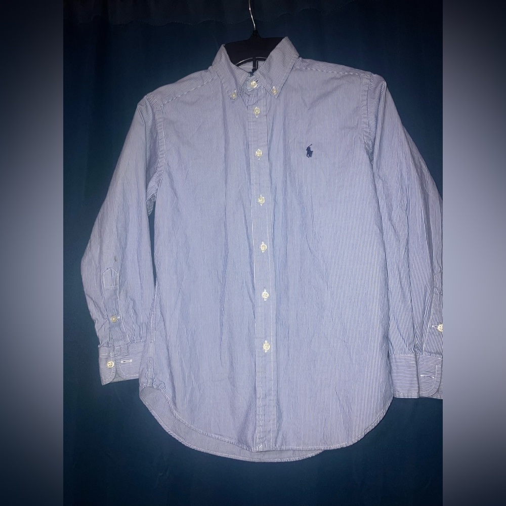 Ralph Lauren medium (10/12) blue and white striped button up
